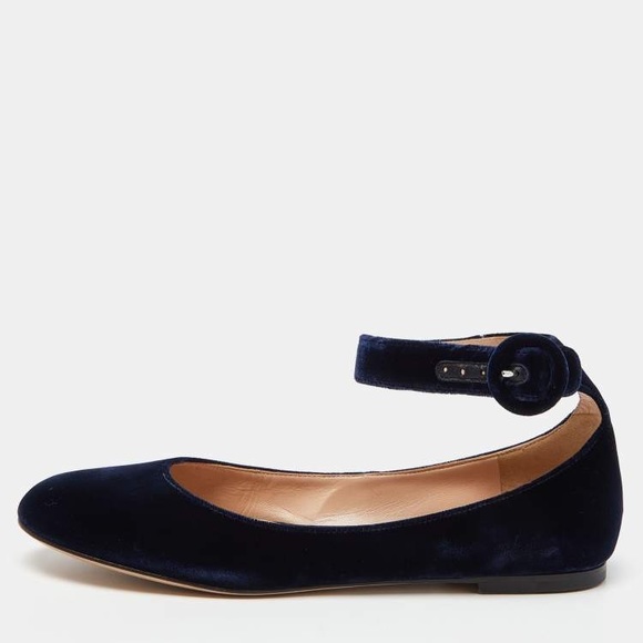Gianvito Rossi Suede Ballet Flats with ankle strap - Picture 1 of 4